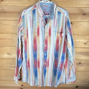 Tommy Bahama 100% Linen Colorful Striped Shirt, Size Large